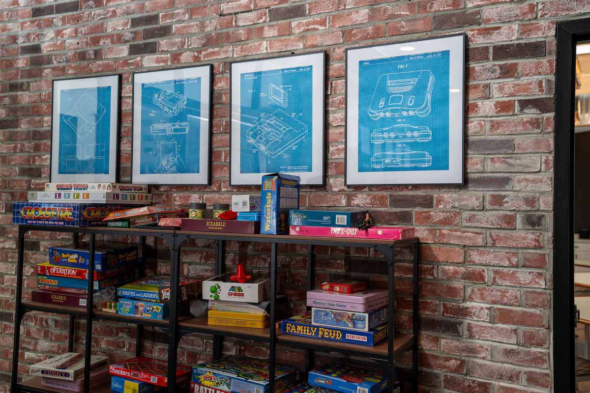 A variety of board games available to play at Baxter's Arcade.